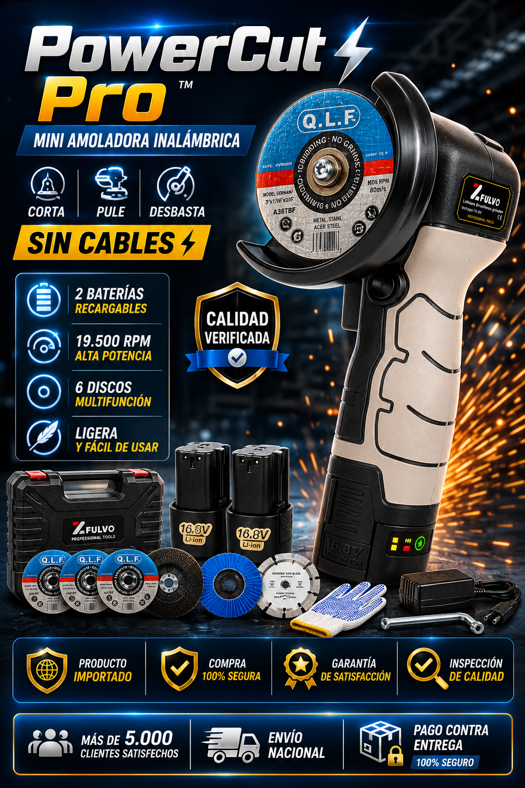 ⚡ PowerCut Pro™ | Mini Amoladora Inalámbrica 🔥 Corta, Pule y Desbasta Sin Cables