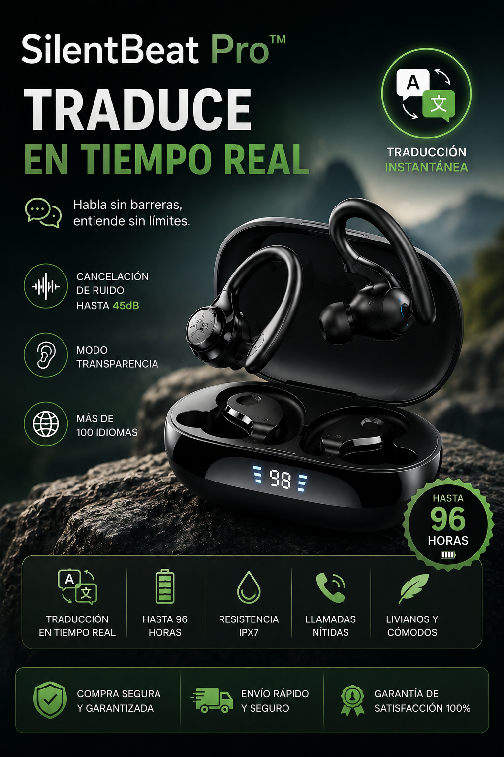 SilentBeat Pro™ | Auriculares Bluetooth con Cancelación de Ruido