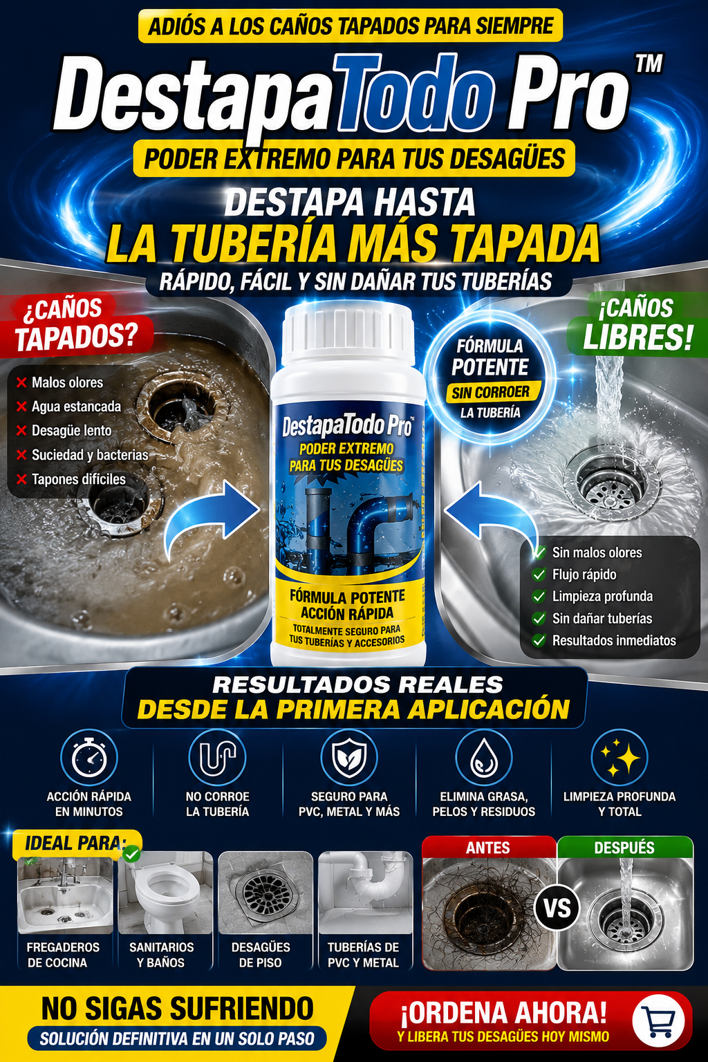 🔥 DestapaTodo Pro™ | Poder extremo para tus desagües 🔥