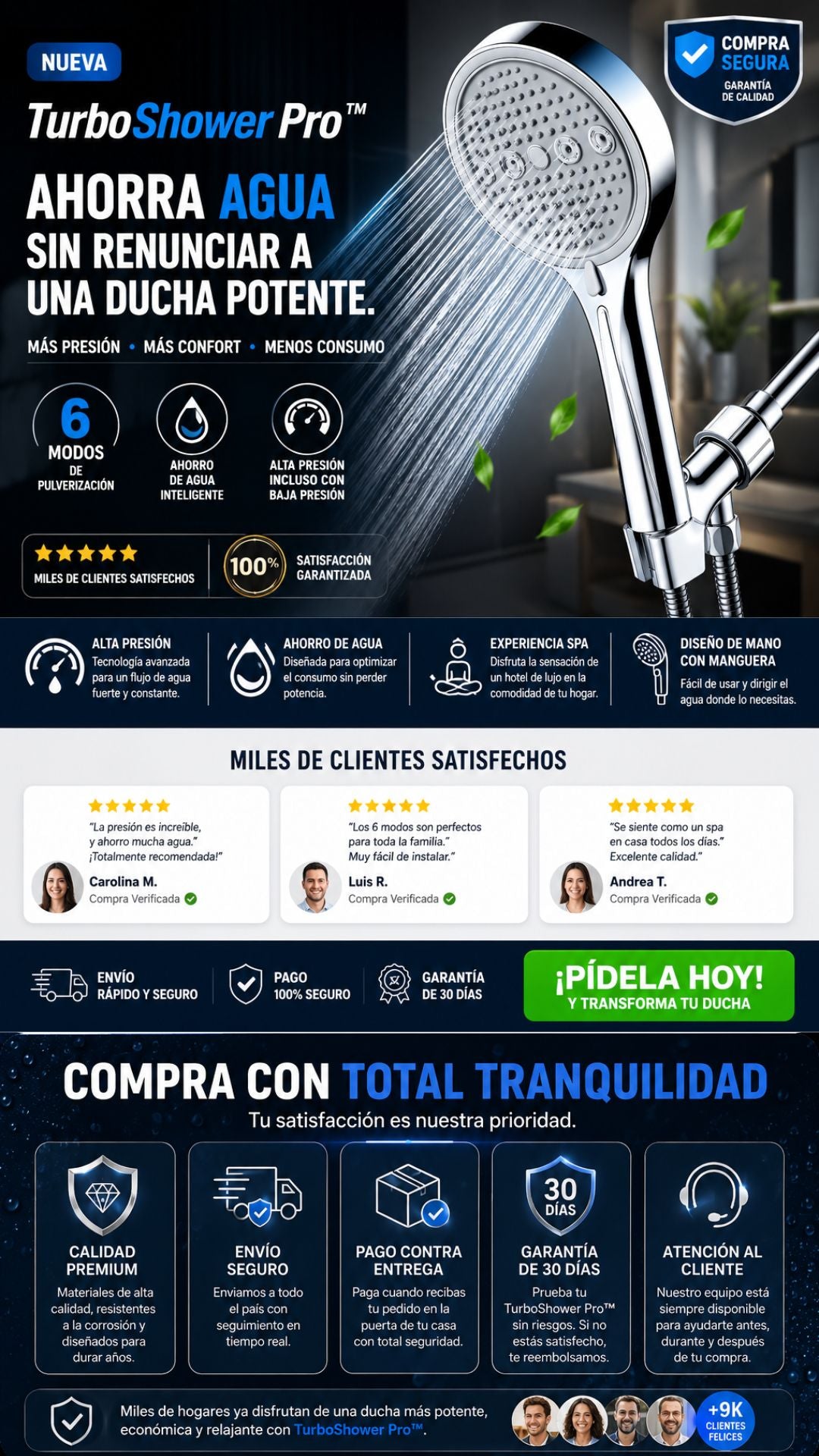 TurboShower Pro™ Ahorra agua sin renunciar a una ducha potente🚿💦