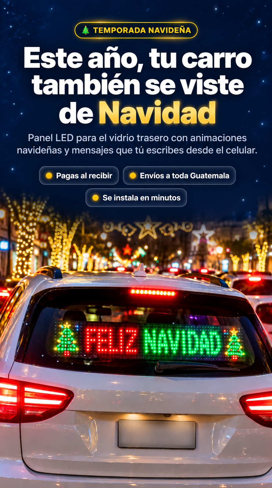 🎄🚗 NavidadDrive LED Pro™ | Panel LED Navideño Inteligente para Carro
