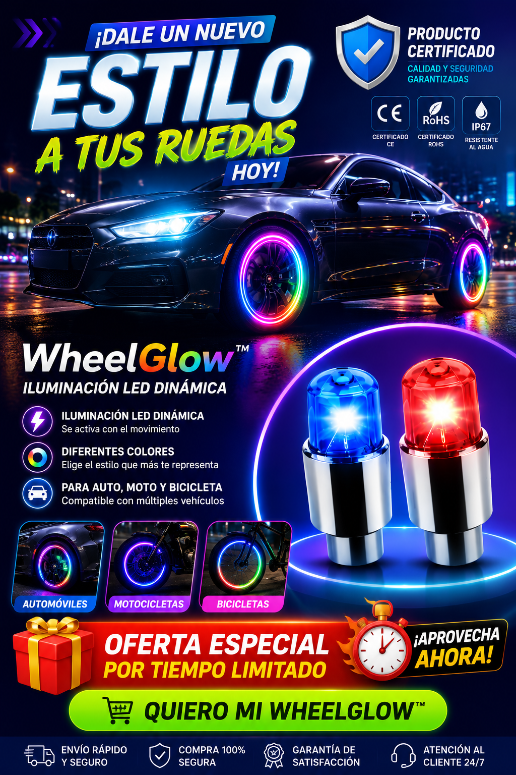 WheelGlow™ | Luces LED Dinámicas para Ruedas✨🏎️