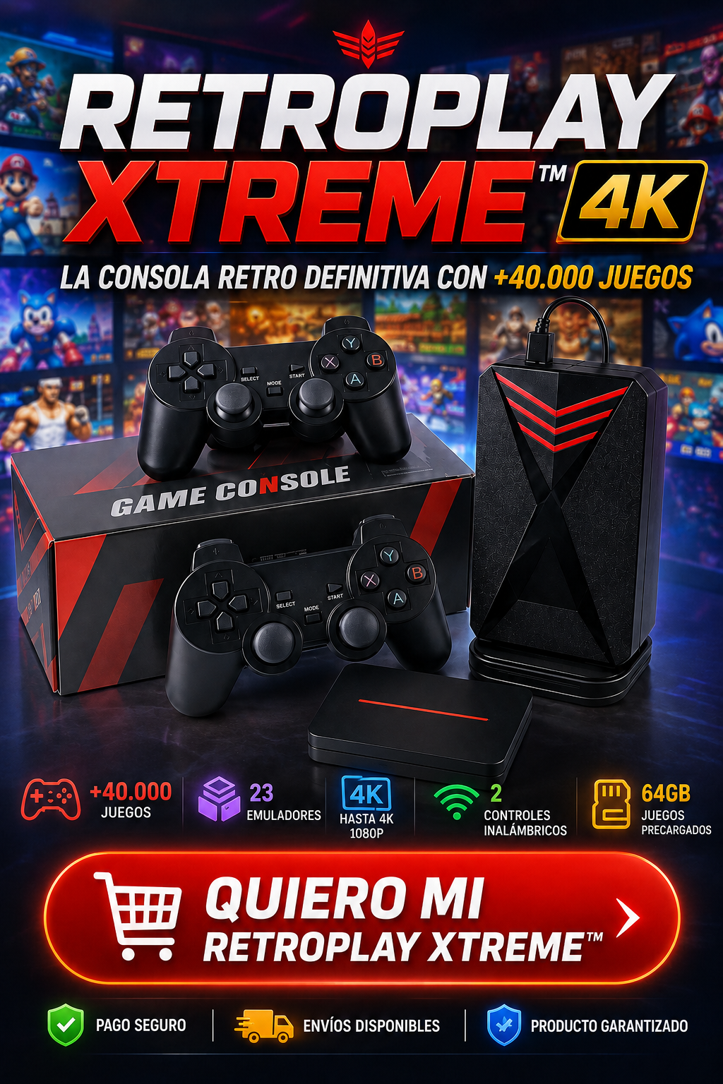 🎮RETROPLAY XTREME™ 4K La consola retro definitiva con +40.000 juegos🎮