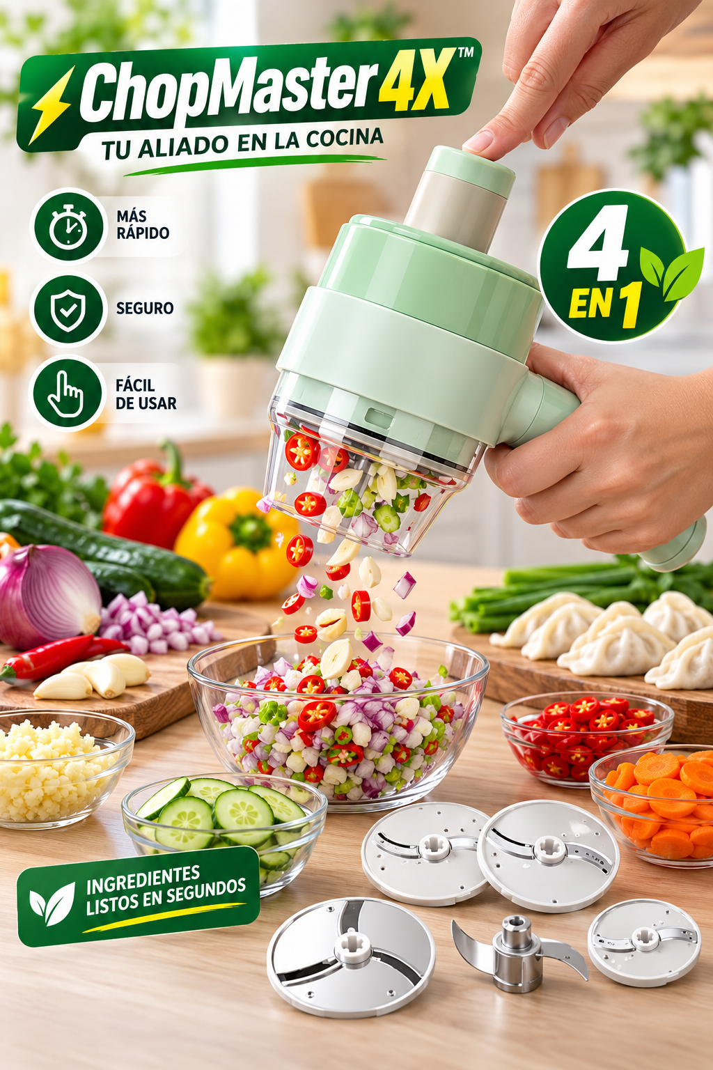 ⚡ ChopMaster 4X™ | Cortador Eléctrico de Cocina 4 en 1