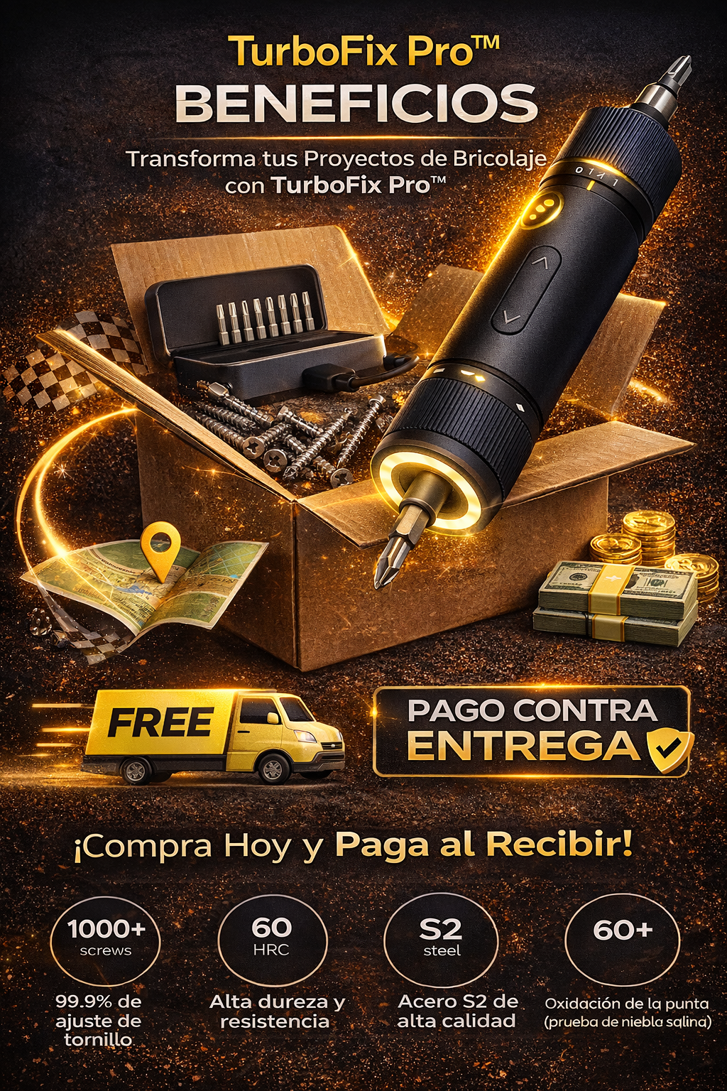🔥 TurboFix Pro™ – Destornillador Eléctrico Recargable 12 en 1 con Luz LED