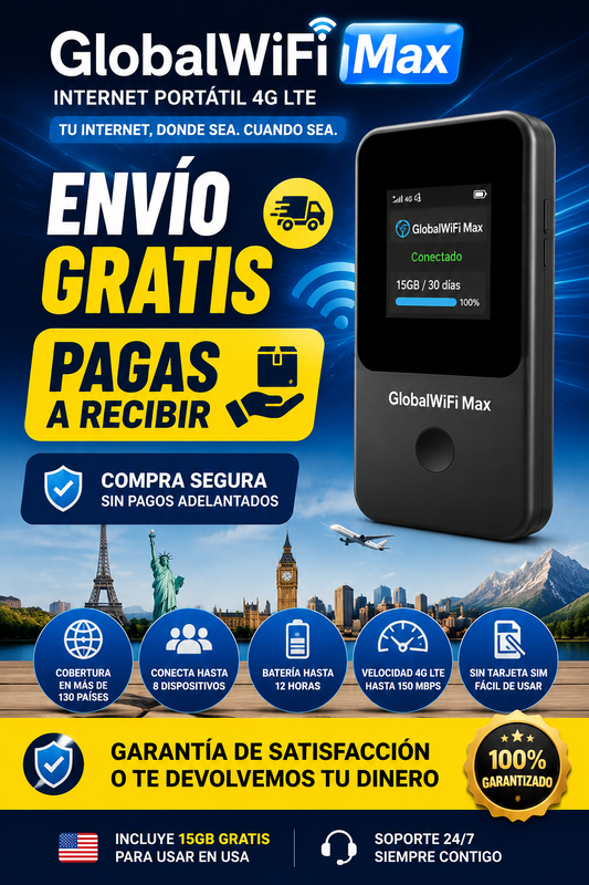 🌎GlobalWiFi Max 4G WiFi portátil sin límites📶