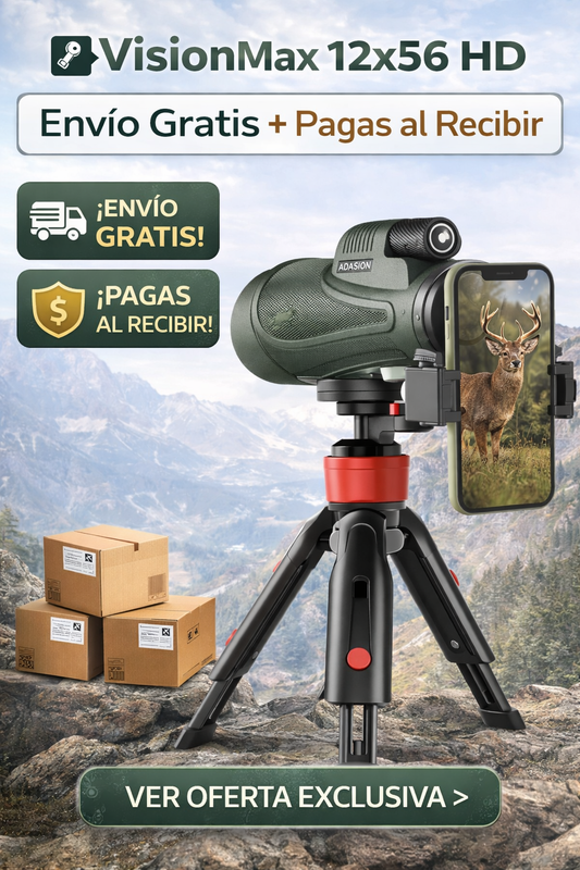 🔭 VisionMax 12x56 HD – Telescopio Monocular de Alta Potencia con Adaptador para Smartphone