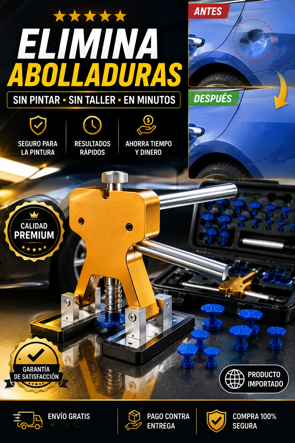 🛠️ Kit Restaurador Automotriz Premium™ Elimina abolladuras sin pintar, sin gastar de más y sin salir de casa. 🚗✨