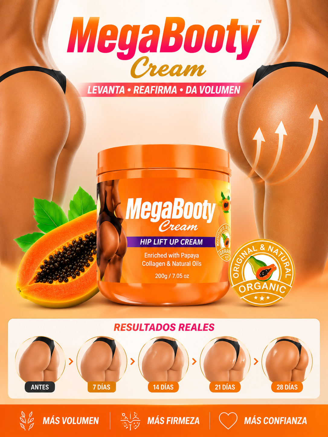 MegaBooty Cream™ 🍑 “Glúteos más grandes y firmes desde las primeras aplicaciones”