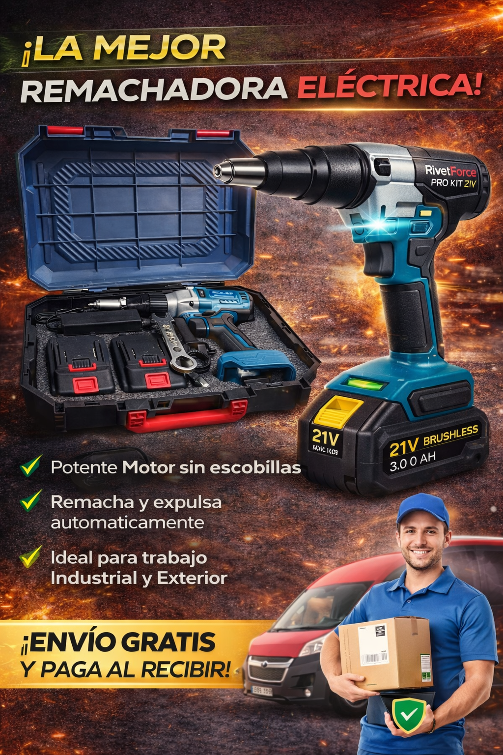 💥KIT Pistola remachadora RivetForce Pro Kit 21V🔧⚡