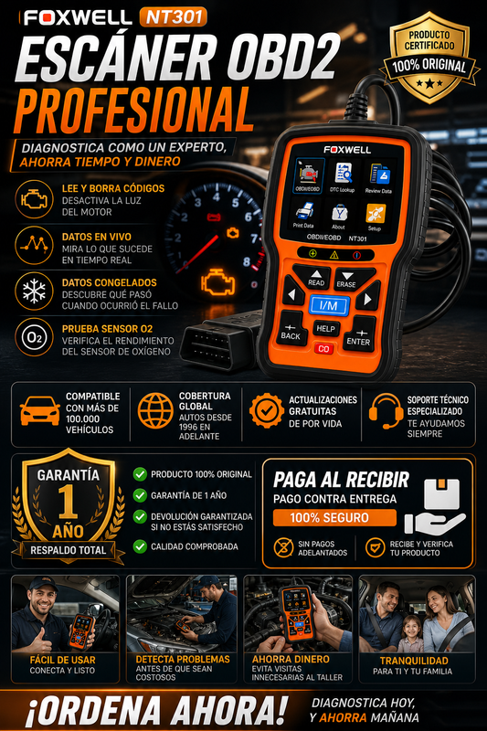 🚘 ScanPro NT301™ – Diagnóstico Automotriz Inteligente🛠️