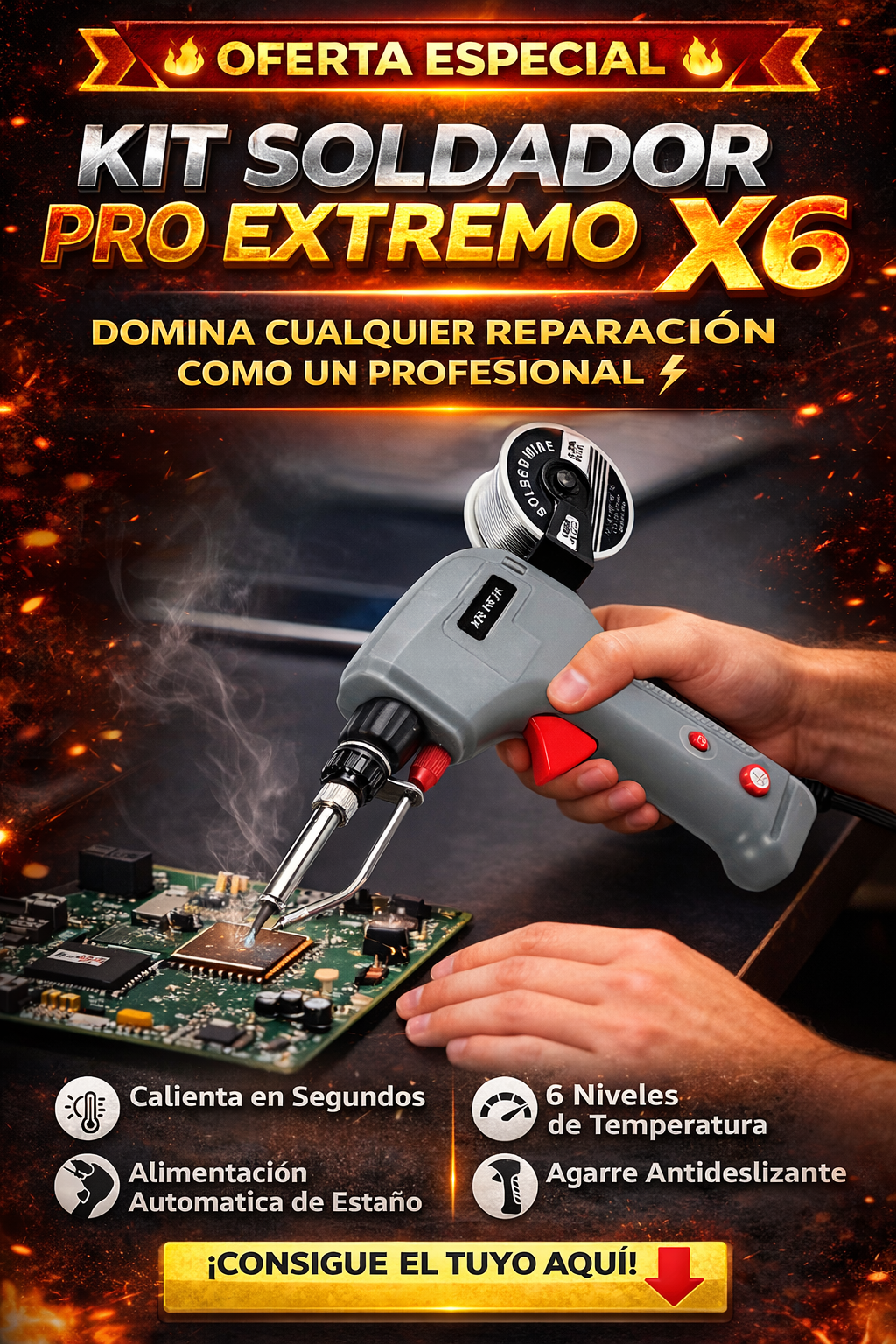 🔥KIT SOLDADOR PRO EXTREMO X6 – DOMINA CUALQUIER REPARACIÓN⚡