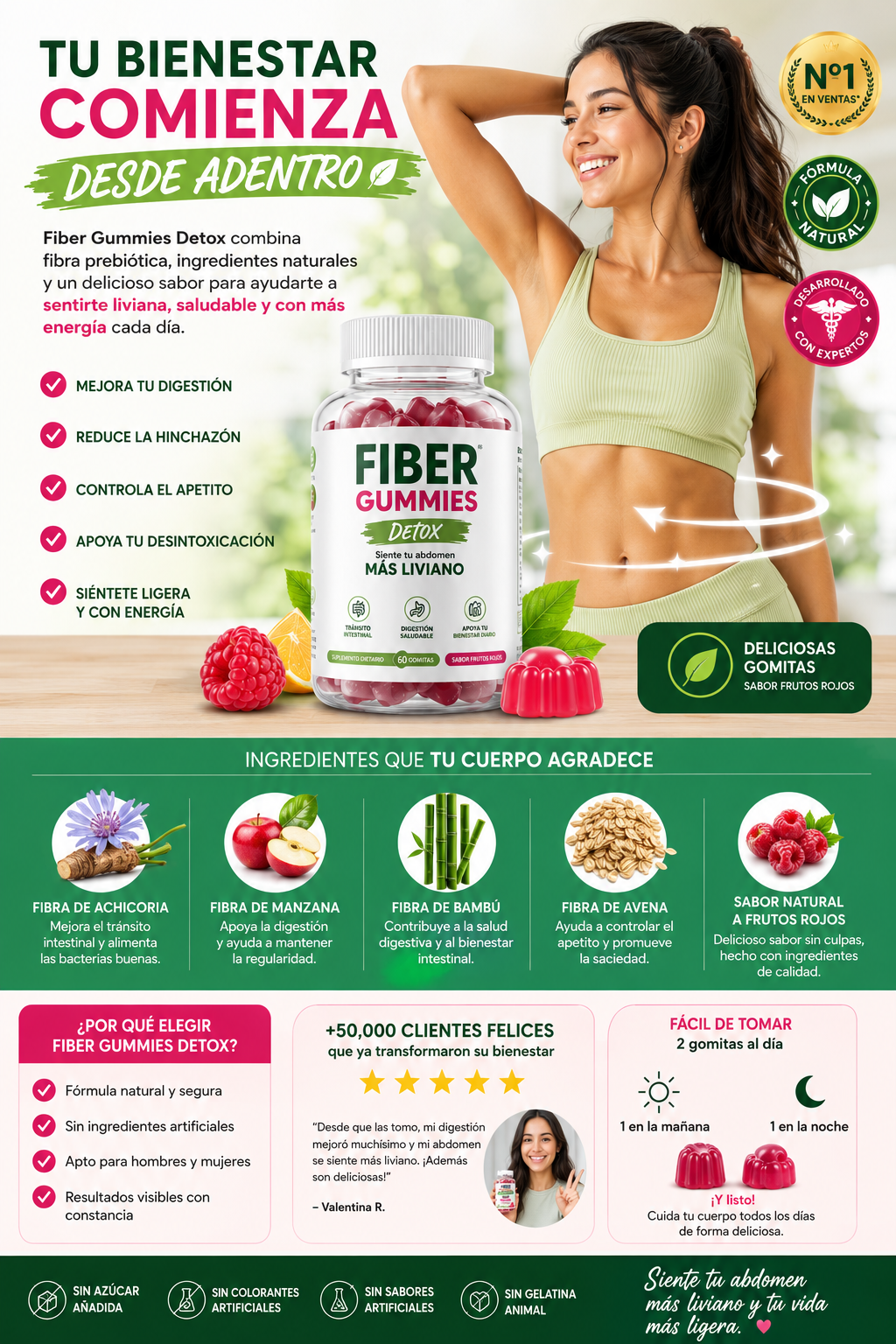 ✨ Fiber Gummies Detox🍃 Siente tu abdomen más liviano 🍃