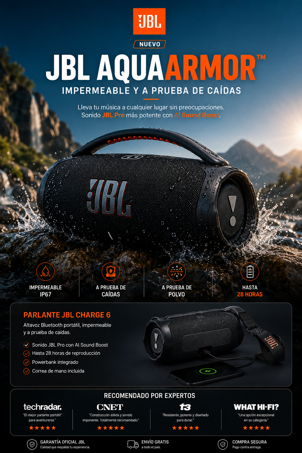 JBL AquaArmor™ | Impermeable y A Prueba de Caídas