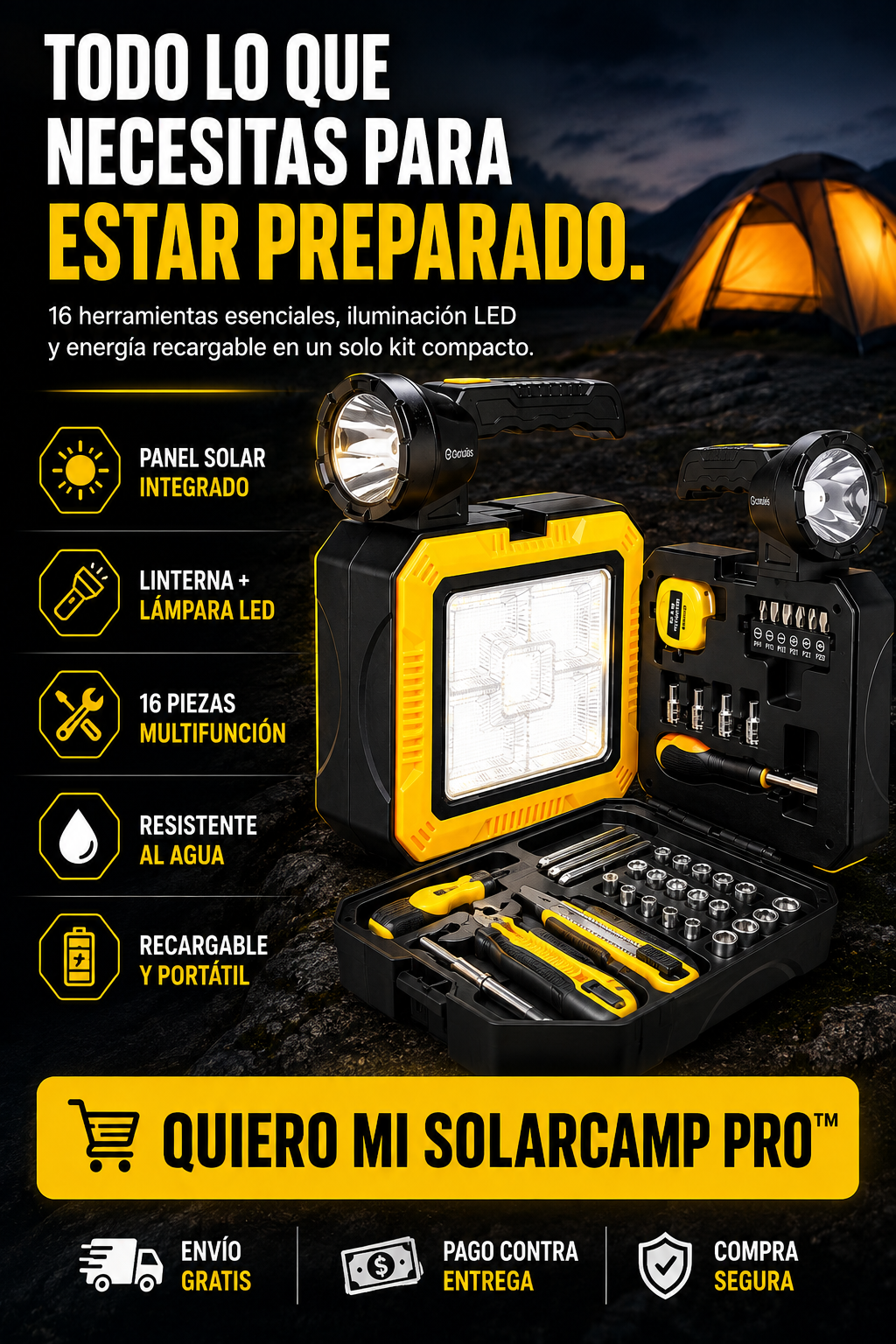 ☀️ SolarCamp Pro™  Kit Multifunción de Energía y Supervivencia