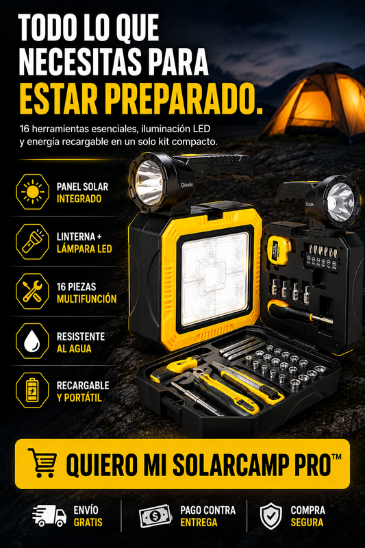 ☀️ SolarCamp Pro™  Kit Multifunción de Energía y Supervivencia