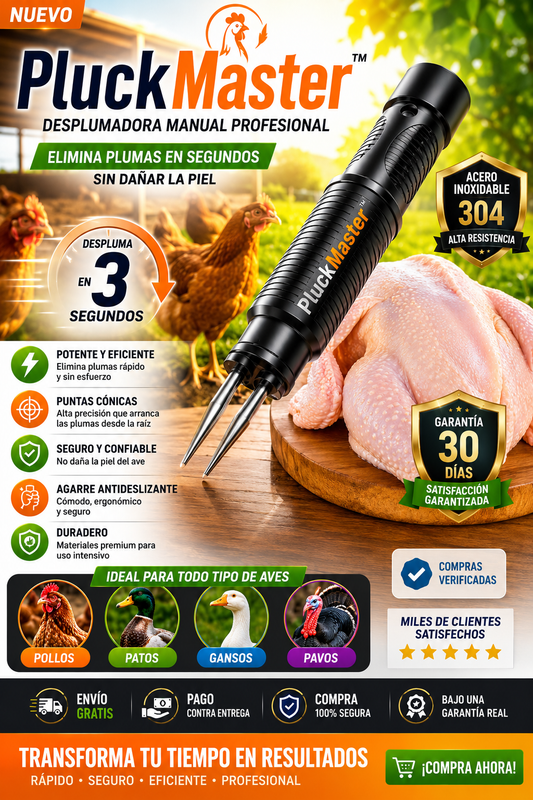 PluckMaster™ | Desplumadora Manual de Acero Inoxidable Profesional