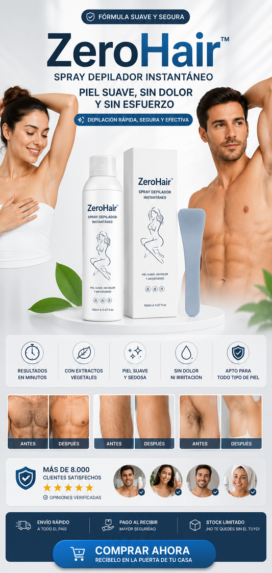 ZeroHair™ Spray Depilador Instantáneo ✨ Piel suave, sin dolor y sin esfuerzo.