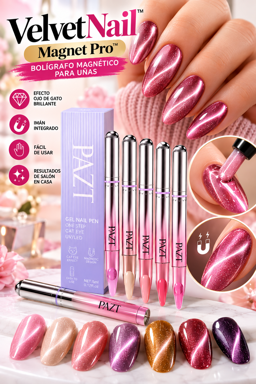 💅✨ VelvetNail Magnet Pro™ | Bolígrafo Magnético para Uñas