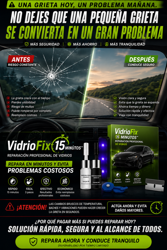 VidrioFix 15 Minutos™ – Reparación Profesional de Vidrios 🚗✨