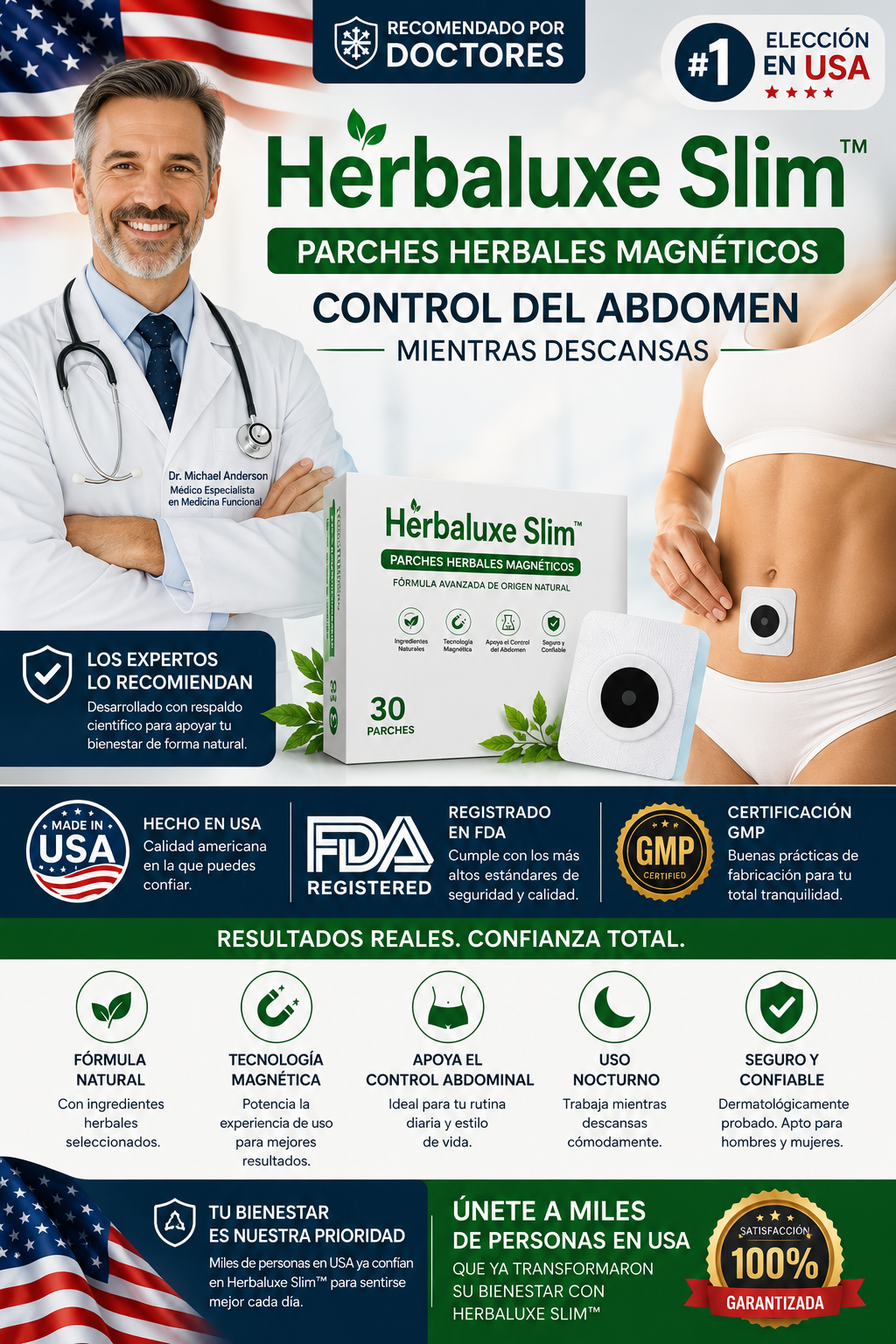 Herbaluxe Slim™ ✨ Parches Herbales Magnéticos para el Control del Abdomen ✨